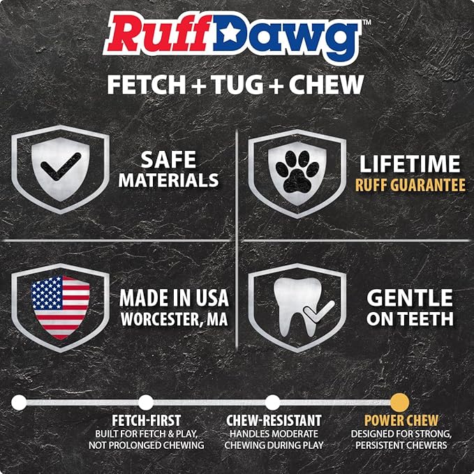 Ruff Dawg Indestructible Dawg-Buster XL Yellow – Heavy-Duty Solid Rubber Dog Chew Stick for Dogs Under 40 lbs – Floats & Bounces – Made in USA