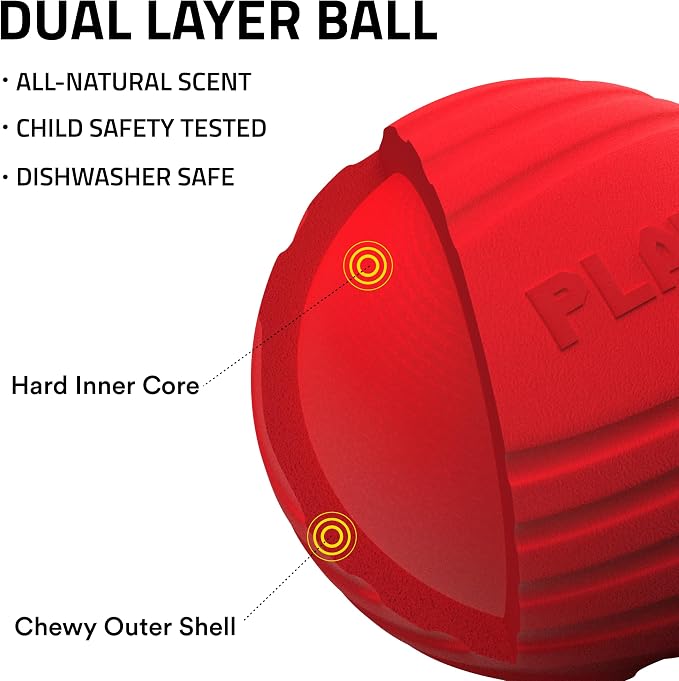 Playology Dog Toys | Dual Layer Ball Durable Chew Toy for Tough Chewers | Beef Scented Medium Dog Toy | Chew Toys for Dogs