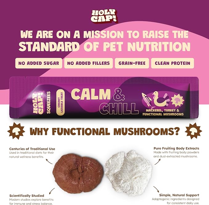 Calm & Chill Grain-Free Lickable Cat Treats 15 Squeezable Purée Tubes (0.5 oz Each), Mackerel & Turkey Flavor, Creamy Cat Purée with Clean Ingredients, Hand-Fed Treat or Meal Topper