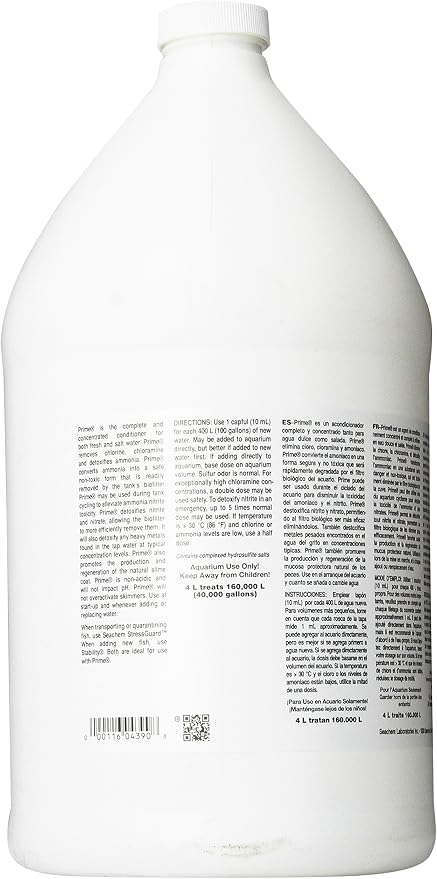 Seachem Prime Fresh and Saltwater Conditioner - Chemical Remover and Detoxifier 1 gal