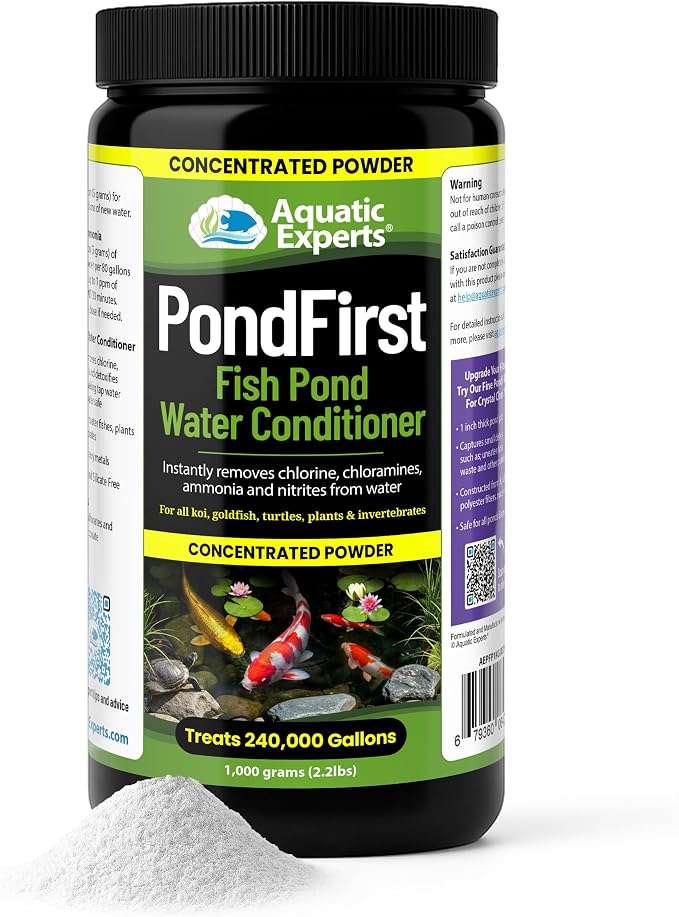 PondFirst Pond Water Conditioner - Concentrated Instant Dechlorinator for Fish Ponds, Makes Water Safe for Koi and Goldfish, Made in The USA, Aquatic Experts (Powder - 1 Kilogram)
