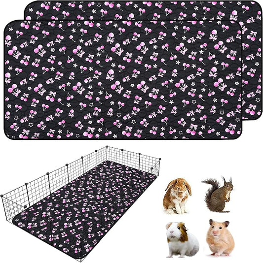 2 Pack Waterproof Guinea Pig Cage Liner, 36" x 72" Washable Reusable Guinea Pig Liner, Super Absorbent Leak-Proof Pet Pee Pad Mats for Guinea Pigs Rabbit Chinchilla Bunny Hamster