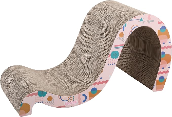 CSR1013D Kona 27" Modern Cardboard Double-Sided Wave Cat Scratcher with Catnip, Pattern Party