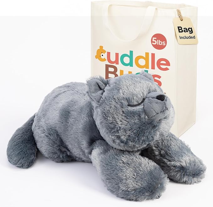 Cuddle Buds 5lbs Weighted Cat Stuffed Animal for Sensory Needs, 20'' Cat Plush Large, Weighted Stuffed Animals for Adults and Kids, Cute Soft Plush Toy Gift for Kids and Adults, Big Giant Plushies
