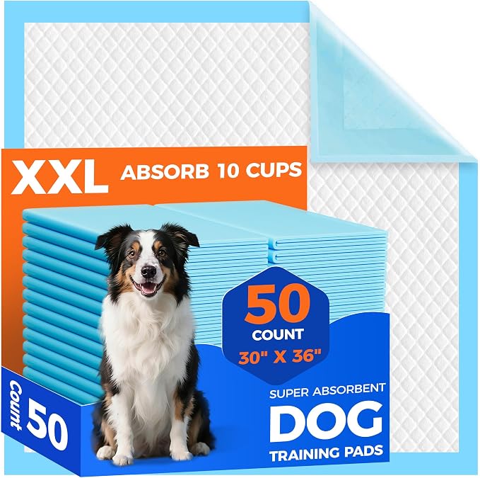 50 Count Extra Large Dog Pee Pads 30" x 36", Super Absorbent & Leak-Proof Large Puppy Pads Fast-Drying, 50 Pack XXL Potty Pee Pads for Dogs, Puppies, Doggy