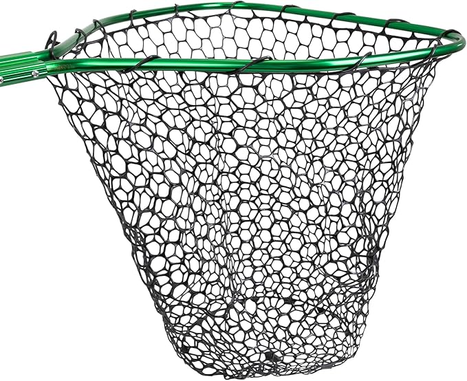 UMT Telescopic Fishing Landing Net (3.6–5 ft) — 17" x 19" Large Hoop, 21" Deep Silicone Rubber Mesh, for Freshwater & Saltwater, Green