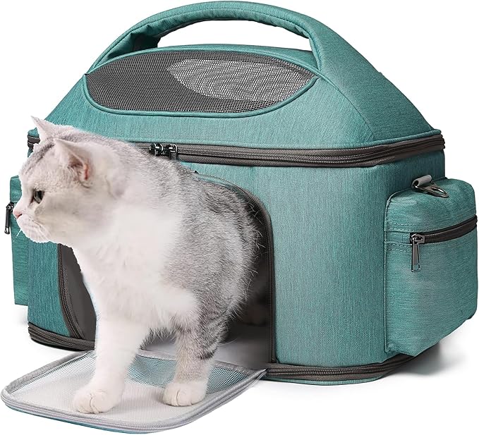 Large Fat Cat Carrier Fit up to 20 Pounds, Small Puppy Pet Travel Carrier, Car Seat Secure and Collapsible Soft Side Carrier Airline Approved Under Seat