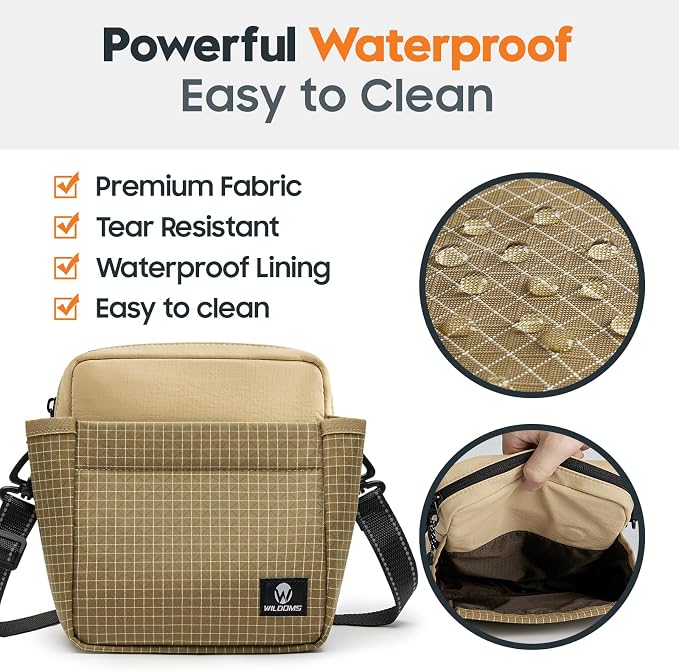 Dog Training Treat Pouch, Magnetic Fanny Pack for Walking, Crossbody Dog Walking Bag with Poop Bag Dispenser, Clicker & Collapsible Bowl - Khaki