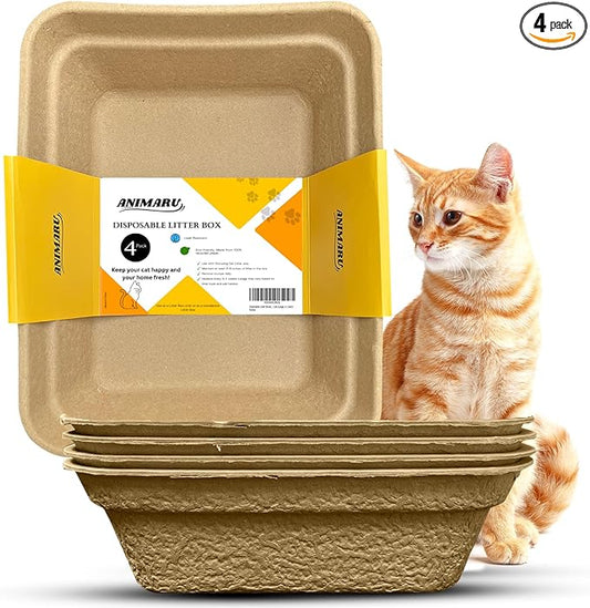 Disposable Litter Boxes (Brown, Large 4-Pack)