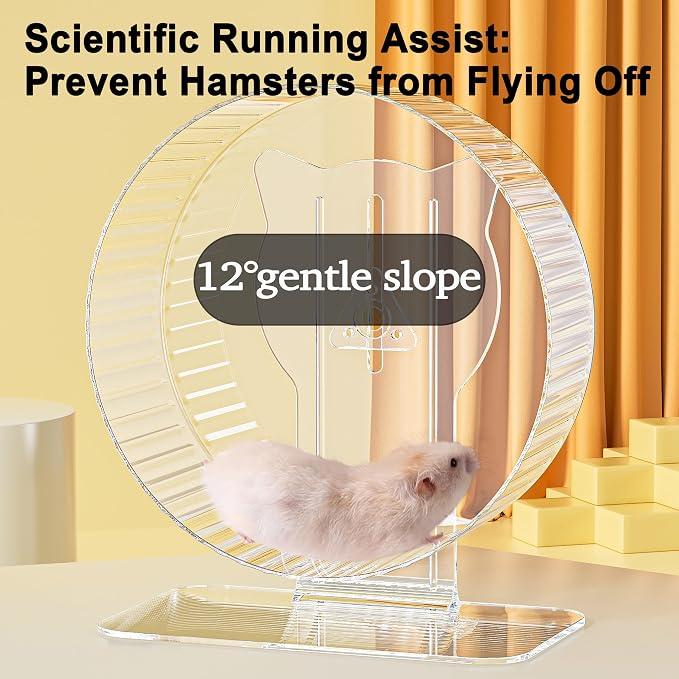 Silent Hamster Wheel 9.3", Quiet Spinner Running Wheel with Adjustable Stand & Non-Slip Track – Ideal Small Animal Cage Accessories for Hamsters Gerbils Dwarf Syrian Mice