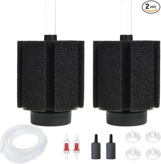 ALEGI Aquarium Bio Sponge Filter with Ceramic Media for Clear and Quiet Aquariums for Betta Fry Shrimp Tiny Fish Tank (40-75 Gallon 2 Pack)