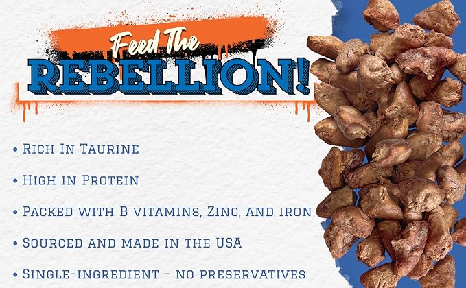 Freeze Dried Chicken Hearts for Dogs & Cats (16oz) – Single Ingredient Dog Treats – USA Sourced & Made – High Protein, All Natural, Grain Free – Natural Source of Taurine, B Vitamins