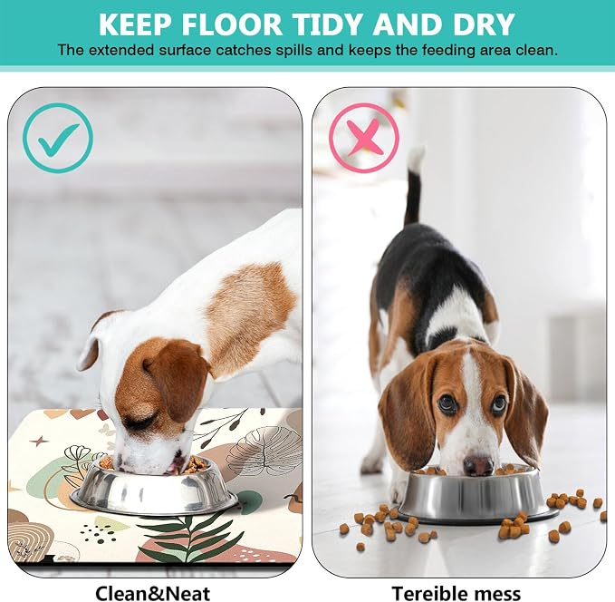 Pet Feeding Mat for Floors Waterproof Dog Mat for Food and Water Absorbent Quick Dry Non Slip mat for Cat Bowls