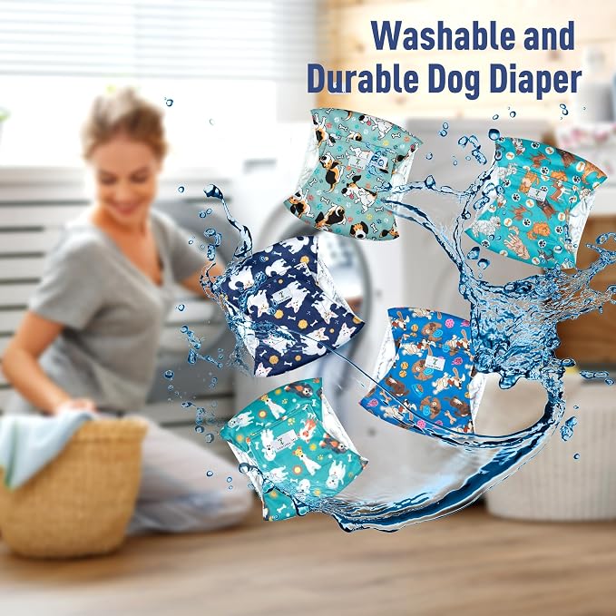 5Pack Dog Diapers Male,Leakproof Pet Soft Dog Belly Band Wraps,Reusable High Absorbency Male Dog Diaper,Wider Washable Belly Band for Doggy Incontinence and Puppy Training