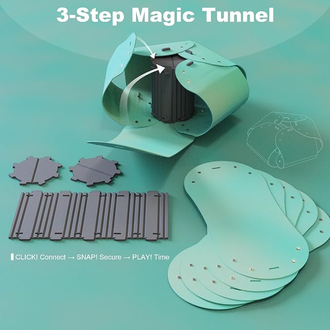 Cat Tunnel, Cat Cave for Indoor Cats Bed,Scratch Resistant Cat Toys for Medium Large Cats Hide and Seek Toy (Sky Cyan)