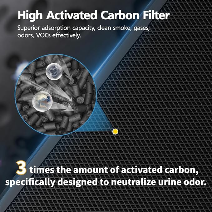 2 Pack MPHELW-P339 Filter Replacement Compatible with HEAPETS P339 Pet Air Purifier, Clean Pet Hair, Smoke, Odors, HEPA + Activated Carbon Composite Filters with 4 Pre-Filters