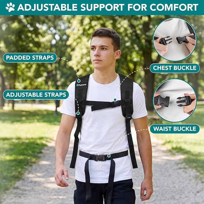 PetAmi Expandable Dog Backpack Carrier for Cats & Pets, Breathable Cat Carrier Backpack with Top Window & Multi-Entry, Ventilated Foldable Travel Carrier for Small Medium Pets up to 18 lbs, Black