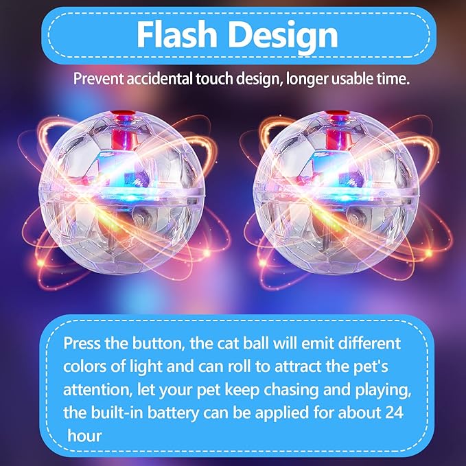 Jecery 9 Pcs Ghost Hunting Light Up Cat Balls LED Motion Activated Cat Toy Interactive Lighted Ball Pet Glowing Mini Running Exercise Toys for Kitten Dog Pet Animals Activity(Transparent)