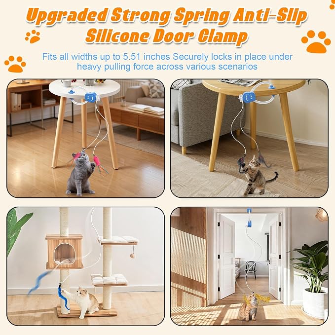 Automatic Interactive Cat Toy Rechargeable, Hanging Cat Toy, Cat Door Toy, Cat Enrichment Toys for Indoor Cats & Kitten, Doorway Electric Cat Teaser for Exercise, Boredom Relief & Fun Games