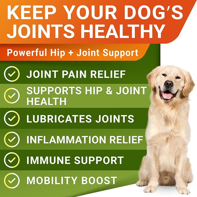Large Breed Glucosamine Hemp Dog Joint Supplement - Hemp Chews for Dogs Hip Joint Pain Relief - Omega 3, Chondroitin, MSM - Advanced Mobility Hemp Oil Treats for Large Dogs - Made in USA - 360 Ct