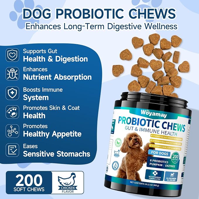 Woyamay Cat Calming Diffuser & Dog Probiotic Chews Bundle – Stress & Behavior Support for Multi-Pet Homes – Calm Anxiety, Support Digestion, Soothe Licking, Barking, and Upset Stomachs