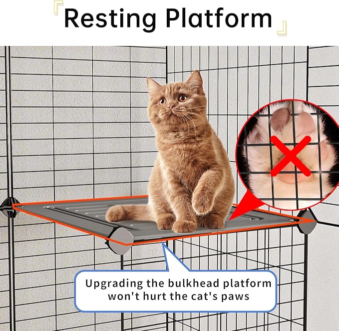Oneluck Cat Cage Indoor with Litter Box 3-Tier DIY Cat Playpen Detachable Metal Wire Kennel Crate Large Exercise Place Ideal for 1-2 Kitten