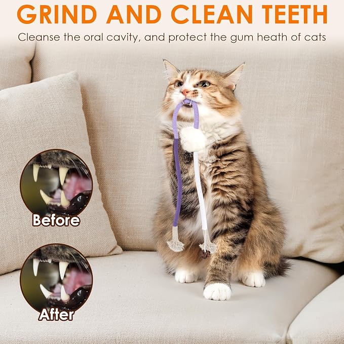 TINDTOP Cat Toys Chew Ropes, 3 Pack Interactive Cat Nip Kicker Toy for Indoor Kittens, Teeth Cleaning Toy for All Breeds, 19.5 Inches (50cm) | for Indoor Kittens, Teeth Cleaning Toy for All Breeds, 19.5 Inches (50cm)
