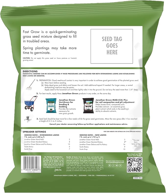 Jonathan Green (10840) Fast Grow Grass Seed - Cool Season Lawn Seed (7 lb)