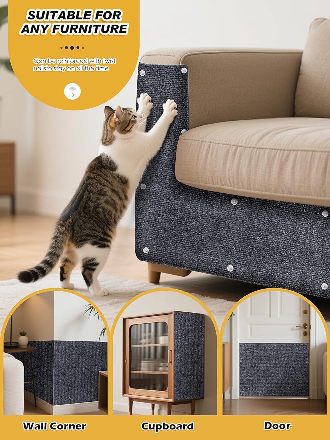 2PCS 39.4"x15.8" Cat Scratch Furniture Protector - Dark Gray | Less claw damage, easier scratch-zone setup, worn post refresh, cleaner couch corners, softer look for cat homes
