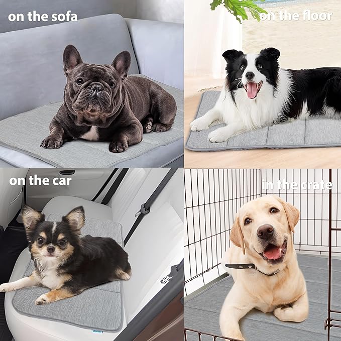 Dog Cooling Mat for Large Dogs – 41"x27" Orthopedic Memory Foam Pad for Summer, Hot Weather & Joint Relief | Washable, Non-Slip Crate Mat for Senior Dogs, Travel & Home (Grey)