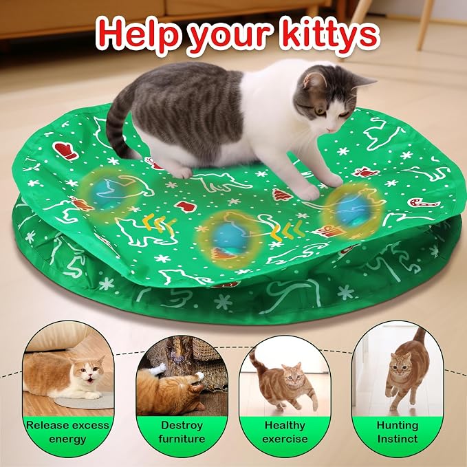 Giociv Interactive Cat Toys Ball Fast Rolling in Pocket, Motion Activate Chirping Cat Ball Christmas Cat Toys 2025 Cat's Gift