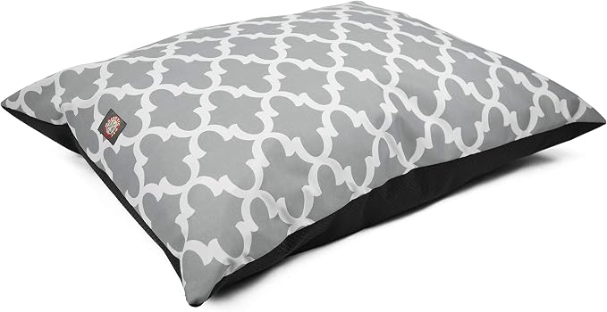 Majestic Pet Rectangular Dog Bed Washable Non Slip Comfy Super Value Pillow Bed - Large Breed 46 x 35 inches - Trellis Gray
