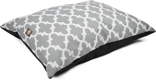 Majestic Pet Rectangular Dog Bed Washable Non Slip Comfy Super Value Pillow Bed - Large Breed 46 x 35 inches - Trellis Gray