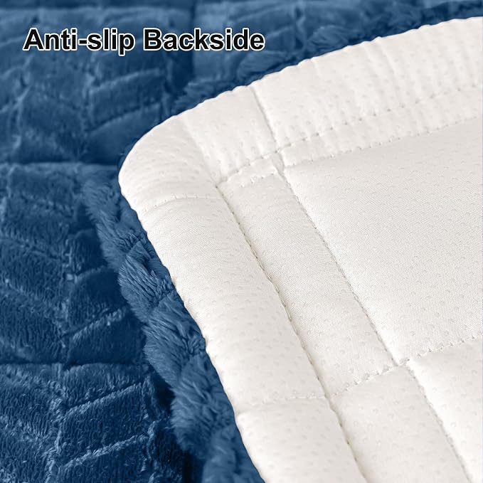 Smiry Couch Cover for Dogs, Non Slip Fuzzy Pet Sofa Covers Washable for 3 Cushion Couch, Soft Thick Furniture Protector for Cats Dogs, Against Fur, Dirt, Scratch Resistant (Navy Blue, 35.4"x88")