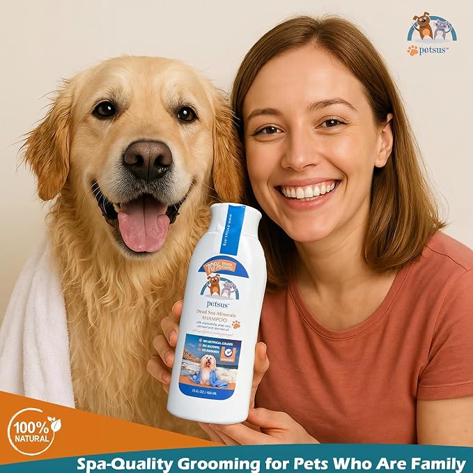 Anti-Itch Relief Dog & Cat Shampoo + Conditioner with Dead Sea Minerals, Hypoallergenic for Sensitive & Allergic Skin, Natural Deodorizing Coat Wash, 15 fl oz