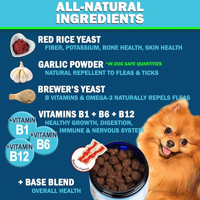 Texas Pet Company Flea and Tick Prevention for Dogs Chewables - Natural Dog Fleas & Ticks Treatment Chewable Supplement - Oral Pills - All Breeds & Ages - USA Made 120 Soft Chews Flea Defender