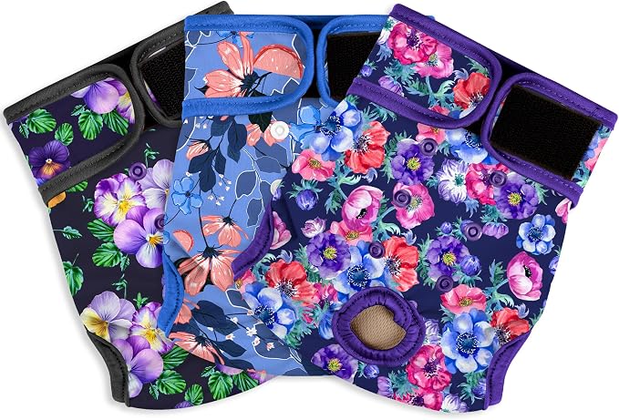 Female Dog Diapers - Premium Reusable Diapers for Doggie in Heat - Highly Absorbent for Pet Incontinence with Adjustable Snaps Rose Flower, M