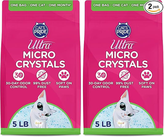Ultra Micro Crystals UNSCENTED Premium Non-CLUMPING CAT Litter, 5-LB Bag (Pack of 2)