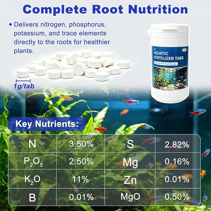 Root Tabs Aquarium Plant Fertilizer – Slow Release Root Feeder Tablets for Freshwater Planted Tanks, Safe for Fish & Shrimp, Helps Develop Strong Roots, 100g/Bottle (2)