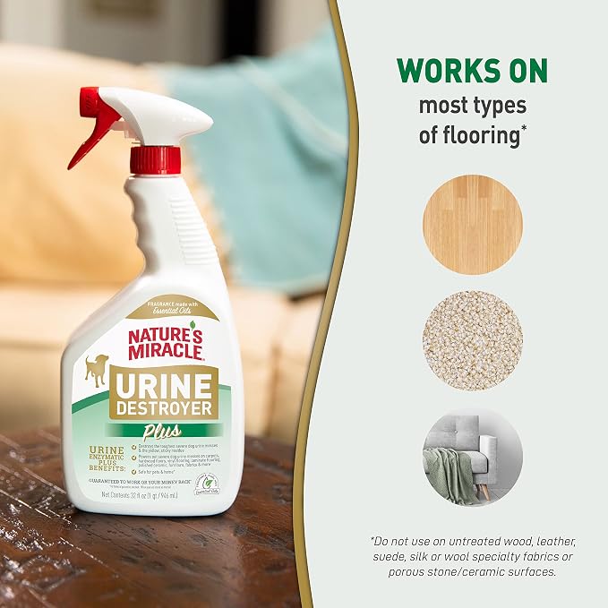 Nature's Miracle Urine Destroyer Plus for Dogs, Enzymatic Formula for Severe Stains, 32 oz