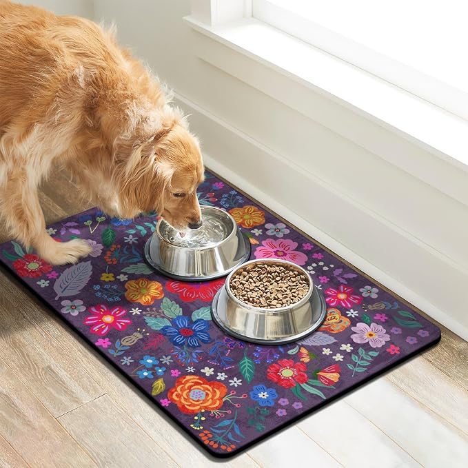 Dog Food Mats for Floors, Absorbent Dog Bowl Mat for Food and Water Dispenser, Quick Dry Cat Food Mat Pet Supplies