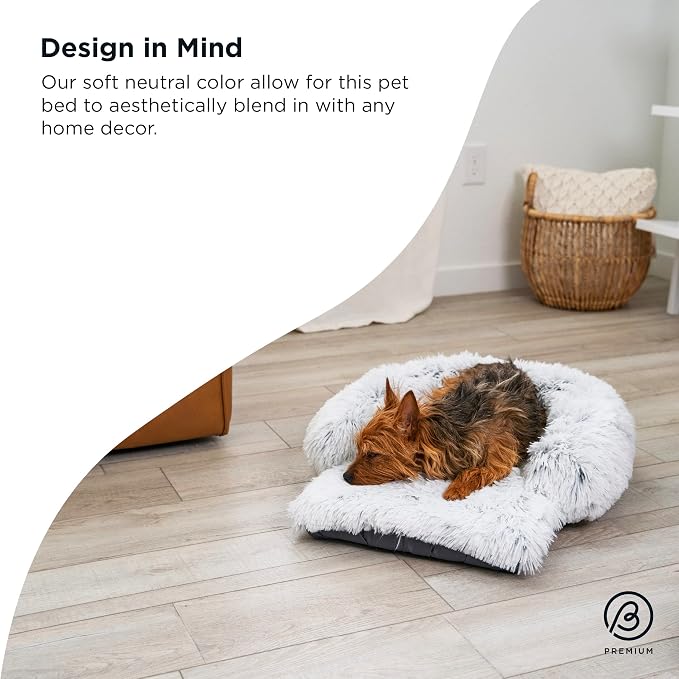 Best Friends by Sheri Nap Mat Dog Bed with Bolster - Washable Crate Pad, Removable Cover, Frost, Small, 22x15