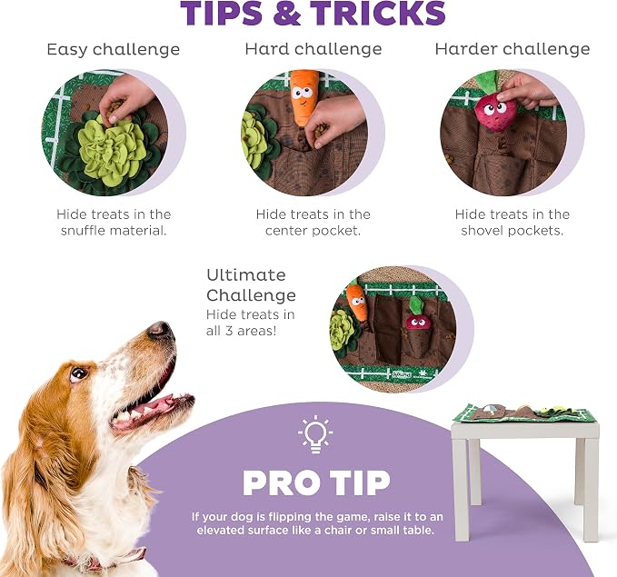 Outward Hound by Nina Ottosson Activity Matz Garden Game Plush Dog Puzzle Mat Dog Enrichment Dog Toy, Level 2 Intermediate, Multicolored