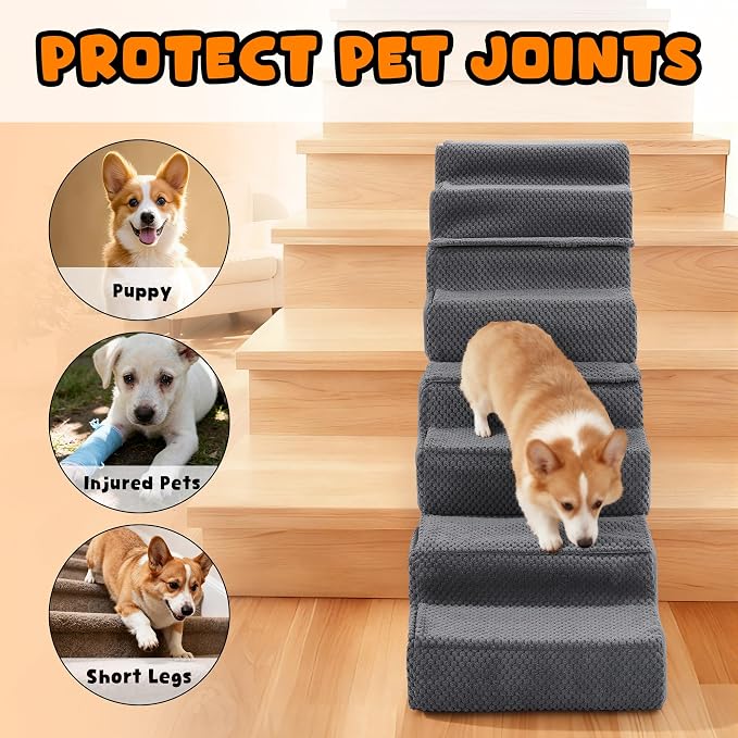 ROYALAY Stair Wedges for Small Dogs, Crystal Velvet Ramps for Dogs Over Stairs, Pet Ramp to Get on Bed with Strong Support for Injured & Aged Pets, 4 pcs