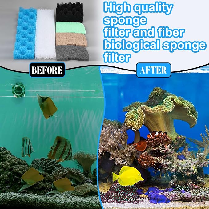 Threlaco 32 Pcs Filter Media Compatible with 406/407 Filters, Aquarium Replacement Maintenance Kit Including Biological Sponge, Ammonia/Phosphate/Nitrite Remover Pad, Aquarium Towel, Grease