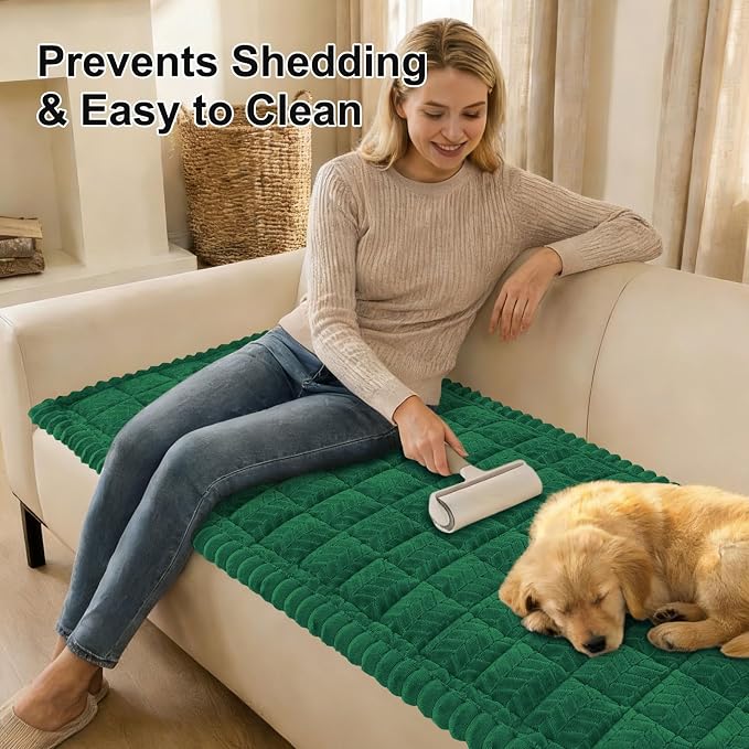Smiry Couch Cover for Dogs, Non Slip Fuzzy Pet Sofa Arm Covers Washable for Armrest & Backrest, Soft Thick Furniture Protector for Cats Dogs, Against Fur, Dirt (Turquoise, 27.6"x27.6")
