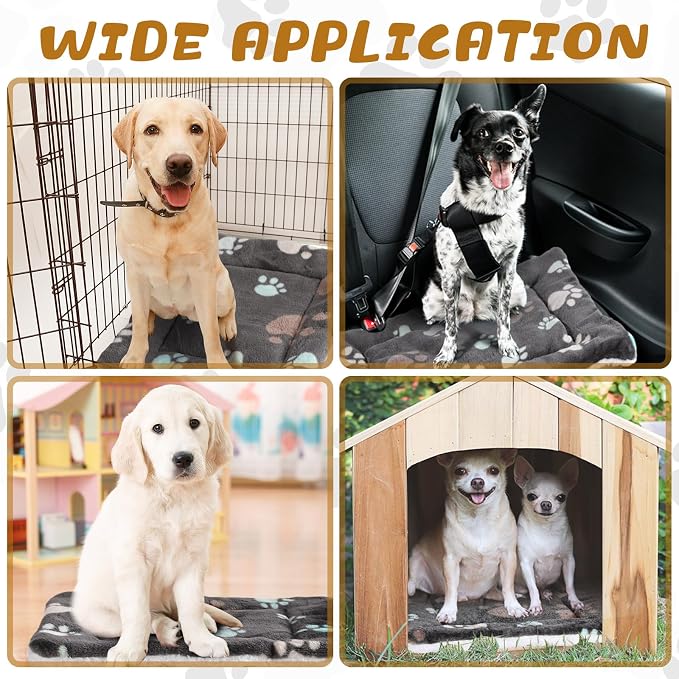 Tuanse 4 Pack Ultra Soft Dog Cat Bed Mat Small Animal Guinea Pig Bed with Cute Print Reversible Fleece Dog Crate Kennel Pad Cozy Washable Thickened Hamster Pet Beds Mat(23 x 18 Inches,Black)
