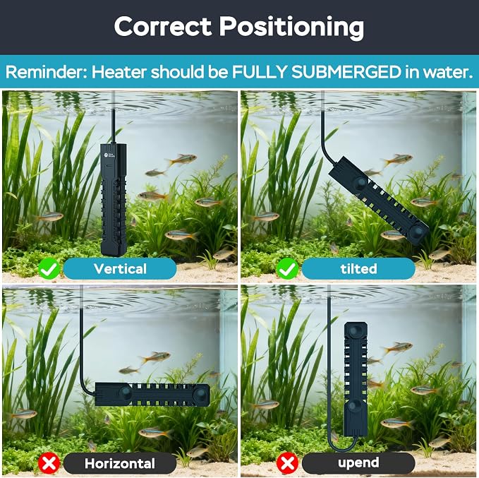 AquaMiracle Aquarium Heater, 200W Submersible Fish Tank Heater with LED Digital Display, Overheat Protection & Auto Power-Off When Out of Water, for Freshwater and Saltwater Fish Tanks (20-40 Gal)