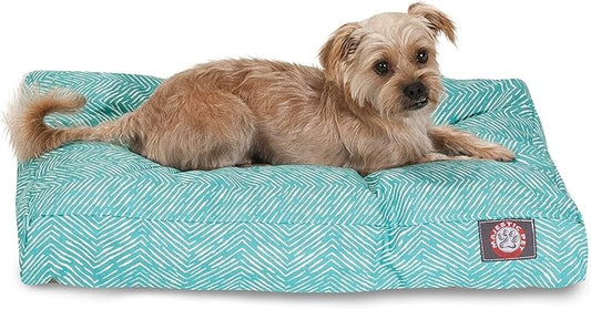 Teal Native Rectangle Indoor Outdoor Pet Dog Bed With Removable Washable Cover By Majestic Pet Products, Small