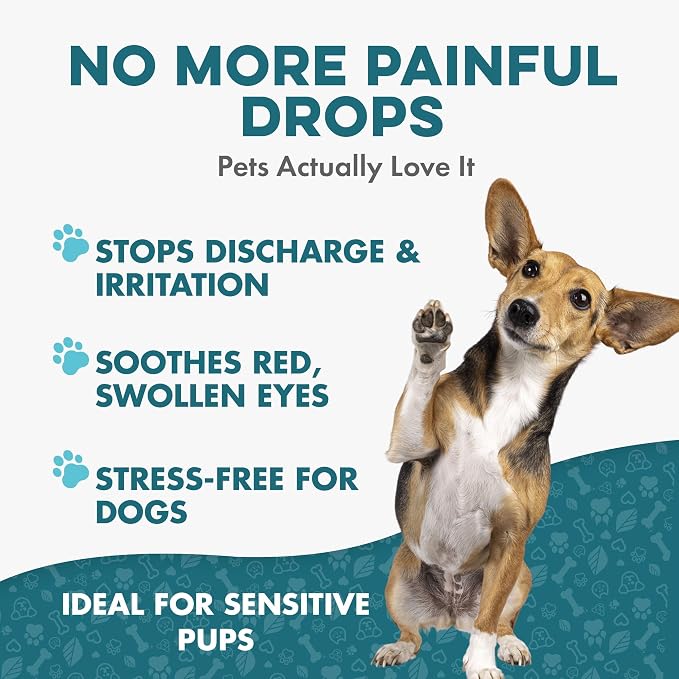 Dog Eye Infection & Eye Care Support Supplements, Natural Relief from Conjunctivitis, Swelling, Tear Stains, Dry Eyes and Discharge, Easy to Use, No More Struggle with Canine Drops, 400 Small Pills